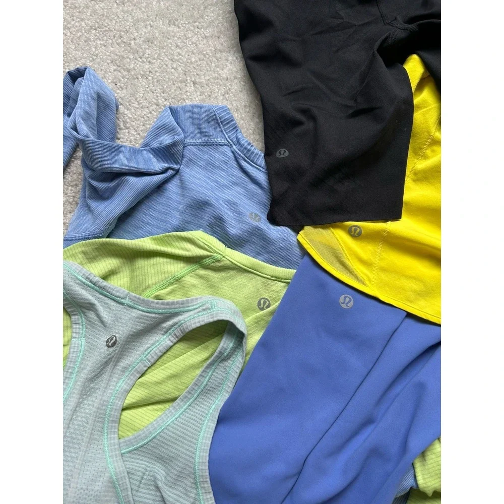 Lululemon Women's Size 4 6 Piece Athletic Clothing Lot Leggings Shorts Tops Tank